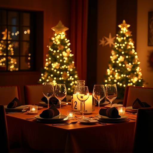 A beautifully set table for a New Year's Eve dinner